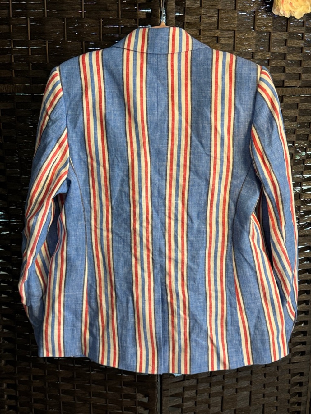 Boden Marylebone Red, White & Blue Striped Linen Blazer US Size 10 - Picture 7 of 11
